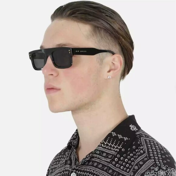 Gucci Grey 53mm Rectangular Men's Sunglasses - Picture 2 of 4